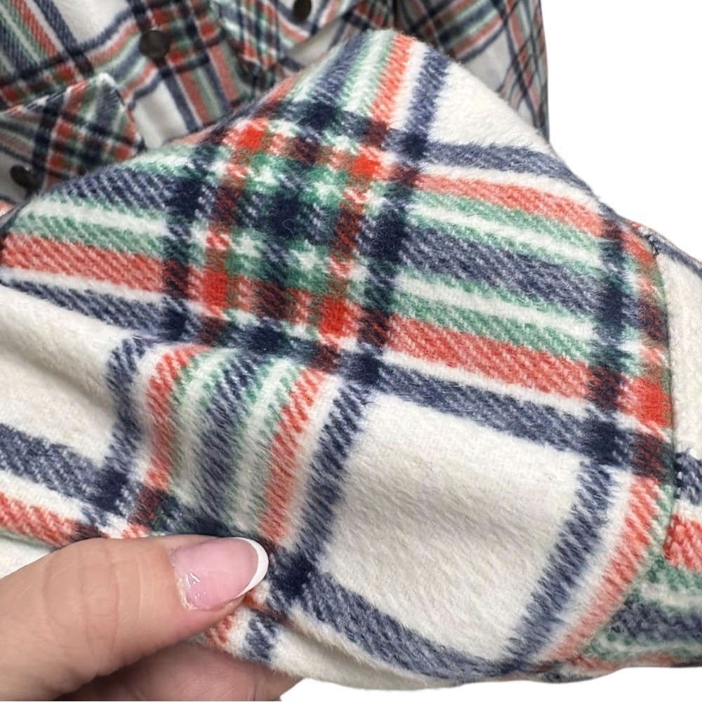 BP Nordstrom Ivory Blue Plaid Wool Blend Shacket Shirt Top Jacket I Size:2X - Picture 5 of 7